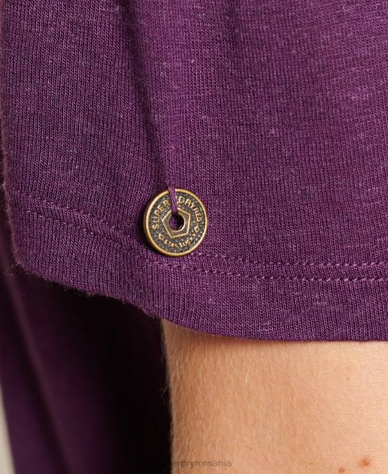Superdry top din dantelă cu mâneci scurte chevron îmbrăcăminte Violet femei JX0Z2746