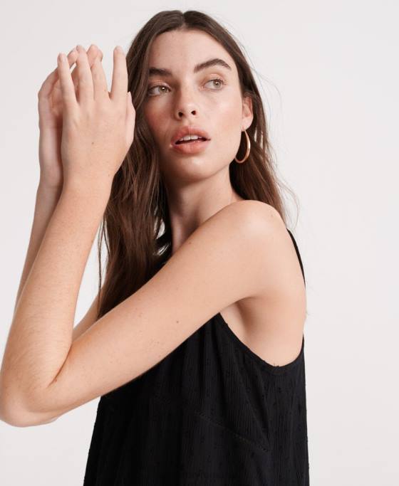 Superdry top din dantelă de vară îmbrăcăminte negru femei JX0Z6776