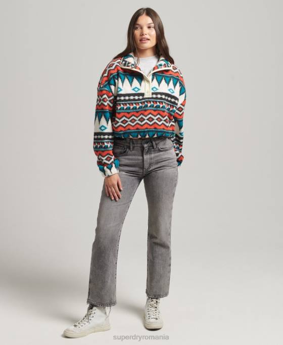 Superdry top din fleece cu jumătate de fermoar imprimat îmbrăcăminte multi femei JX0Z5785