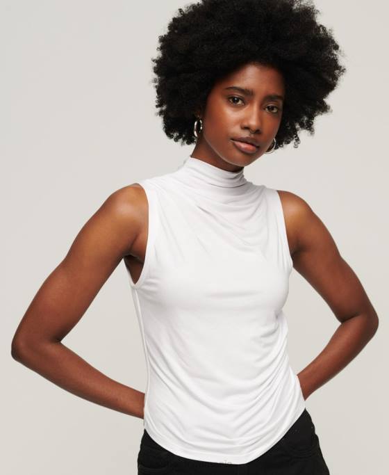 Superdry top din jerseu cu volan îmbrăcăminte alb femei JX0Z2875