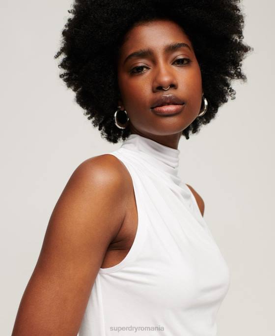 Superdry top din jerseu cu volan îmbrăcăminte alb femei JX0Z2875