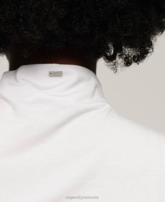 Superdry top din jerseu cu volan îmbrăcăminte alb femei JX0Z2875