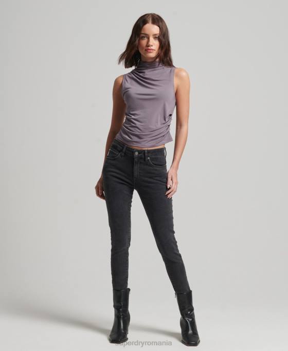Superdry top din jerseu cu volan îmbrăcăminte gri femei JX0Z2903