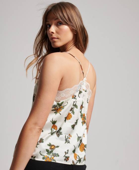 Superdry top din satin îmbrăcăminte alb femei JX0Z2995