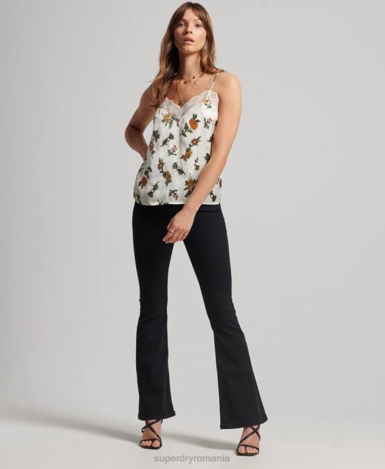 Superdry top din satin îmbrăcăminte alb femei JX0Z2995