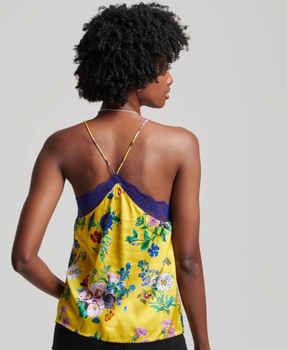 Superdry top din satin îmbrăcăminte galben femei JX0Z2994