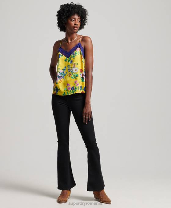Superdry top din satin îmbrăcăminte galben femei JX0Z2994