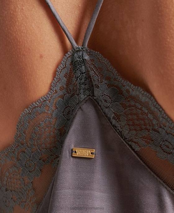 Superdry top din satin îmbrăcăminte gri femei JX0Z3017