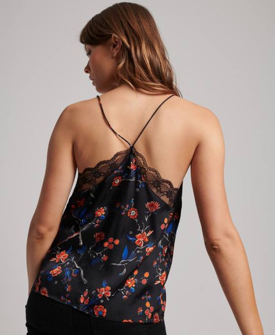 Superdry top din satin îmbrăcăminte negru femei JX0Z3030