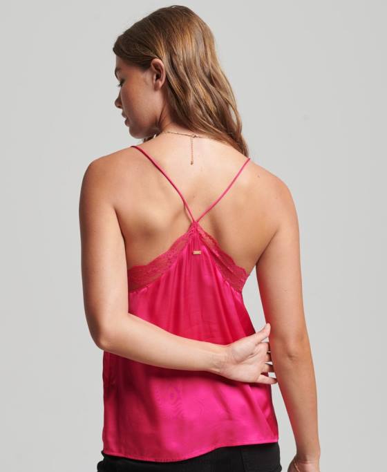 Superdry top din satin îmbrăcăminte roz femei JX0Z2923