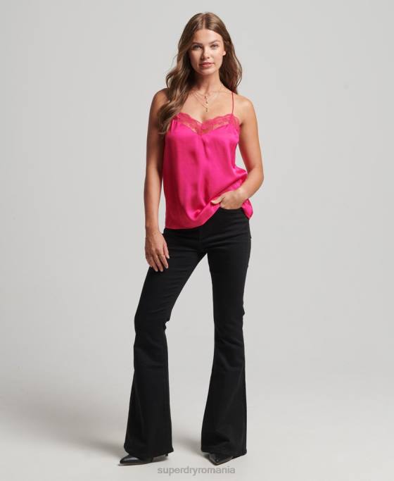 Superdry top din satin îmbrăcăminte roz femei JX0Z2923