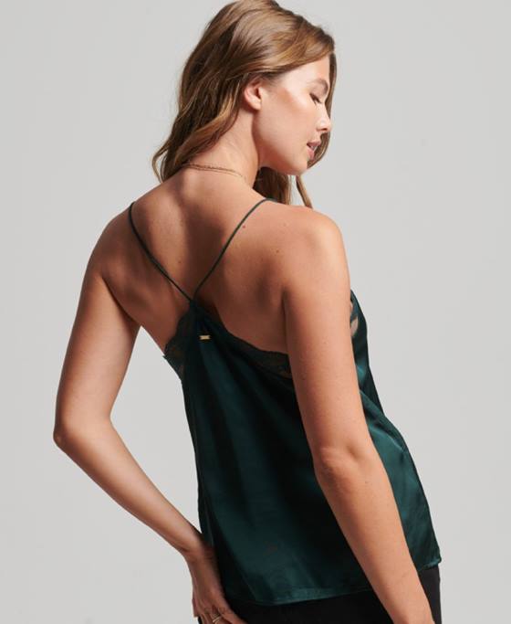Superdry top din satin îmbrăcăminte verde femei JX0Z2937