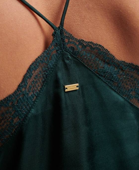 Superdry top din satin îmbrăcăminte verde femei JX0Z2937