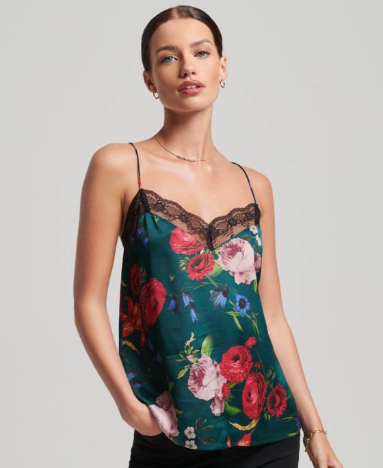 Superdry top din satin îmbrăcăminte verde femei JX0Z2961