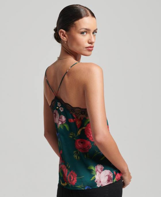 Superdry top din satin îmbrăcăminte verde femei JX0Z2961