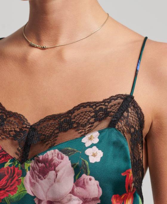 Superdry top din satin îmbrăcăminte verde femei JX0Z2961