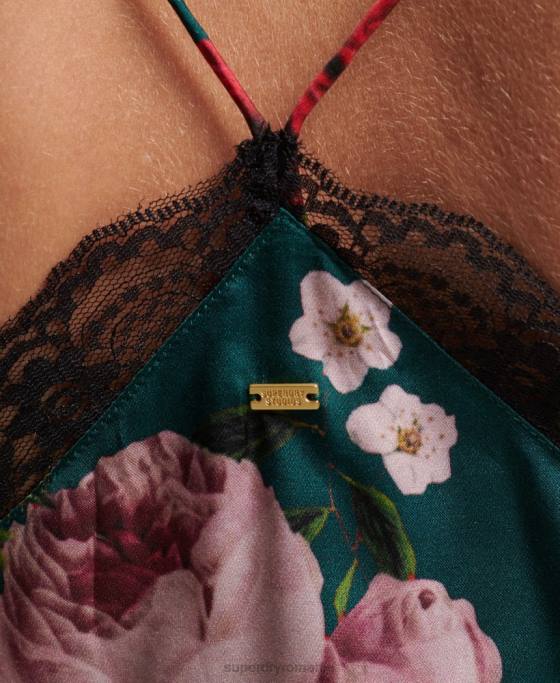 Superdry top din satin îmbrăcăminte verde femei JX0Z2961