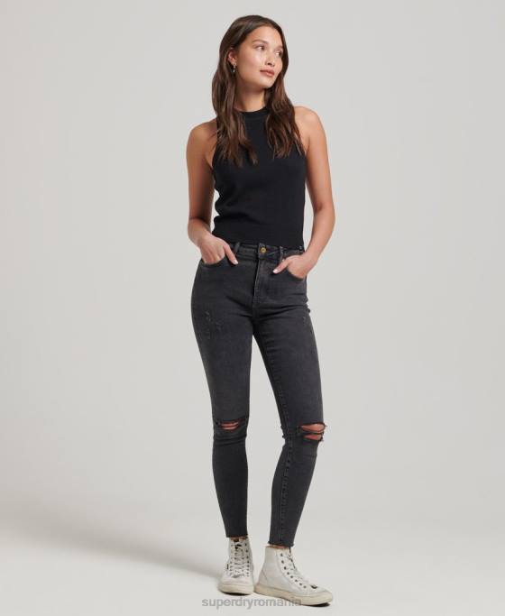 Superdry top din vestă din merinos cu gât crew îmbrăcăminte negru femei JX0Z3018