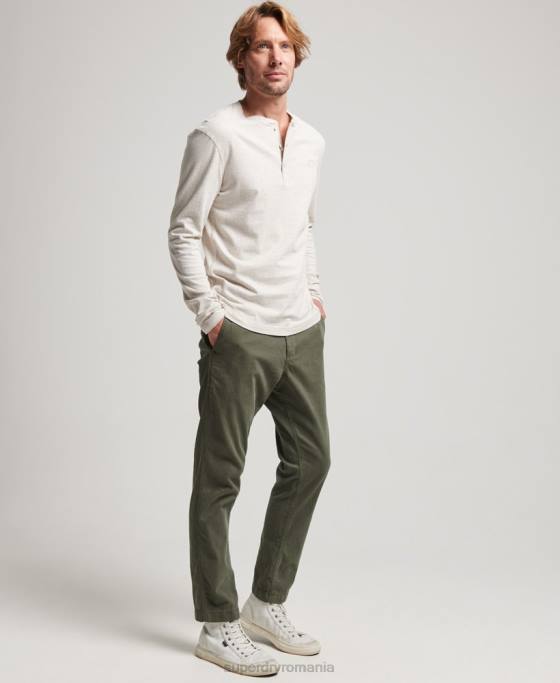 Superdry top henley brodat cu logo vintage din bumbac organic îmbrăcăminte cremă bărbați JX0Z1488