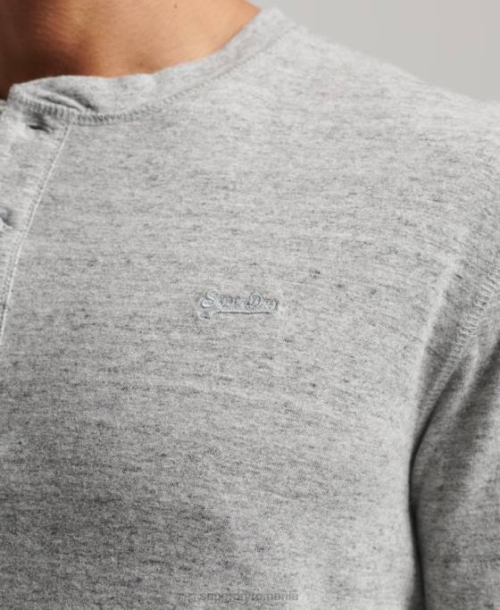 Superdry top henley brodat cu logo vintage din bumbac organic îmbrăcăminte gri bărbați JX0Z1470