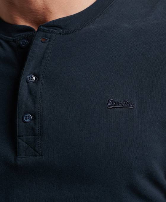 Superdry top henley brodat cu logo vintage din bumbac organic îmbrăcăminte marina bărbați JX0Z1457