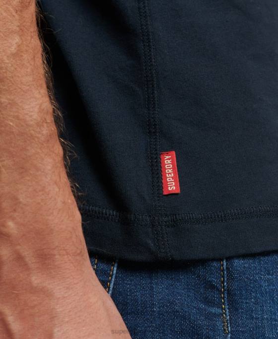 Superdry top henley brodat cu logo vintage din bumbac organic îmbrăcăminte marina bărbați JX0Z1457