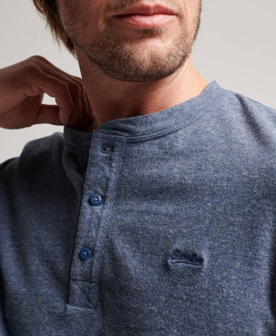 Superdry top henley brodat cu logo vintage din bumbac organic îmbrăcăminte marina bărbați JX0Z1525