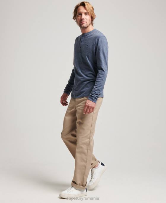 Superdry top henley brodat cu logo vintage din bumbac organic îmbrăcăminte marina bărbați JX0Z1525