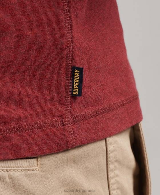 Superdry top henley brodat cu logo vintage din bumbac organic îmbrăcăminte roșu bărbați JX0Z1461