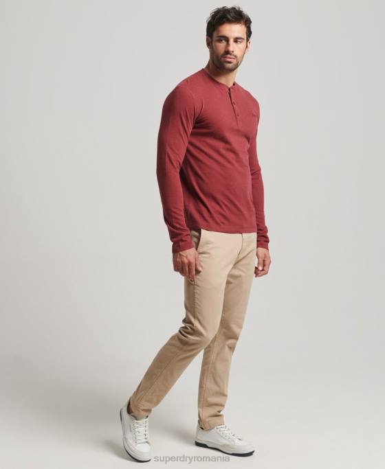 Superdry top henley brodat cu logo vintage din bumbac organic îmbrăcăminte roșu bărbați JX0Z1461