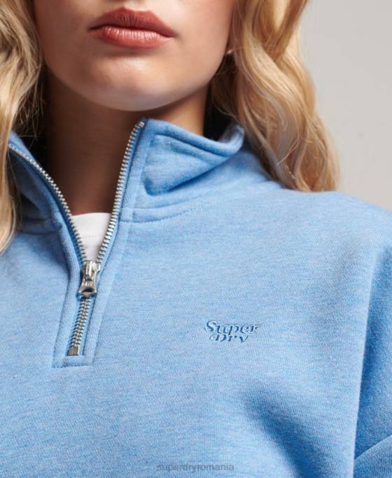 Superdry top henley cu logo vintage brodat îmbrăcăminte albastru femei JX0Z3445