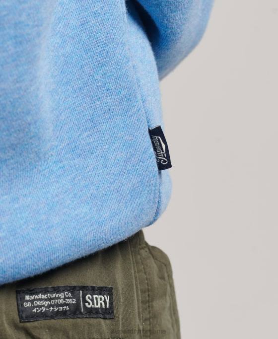 Superdry top henley cu logo vintage brodat îmbrăcăminte albastru femei JX0Z3445