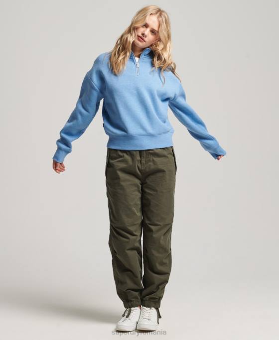 Superdry top henley cu logo vintage brodat îmbrăcăminte albastru femei JX0Z3445