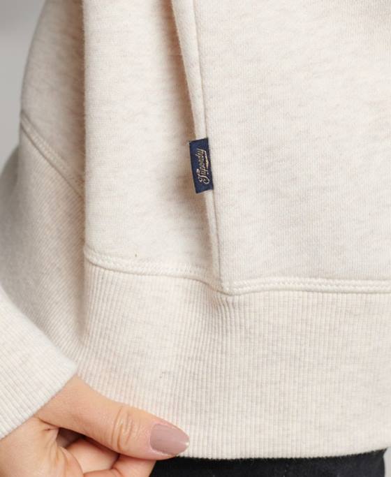 Superdry top henley cu logo vintage brodat îmbrăcăminte cremă femei JX0Z3465