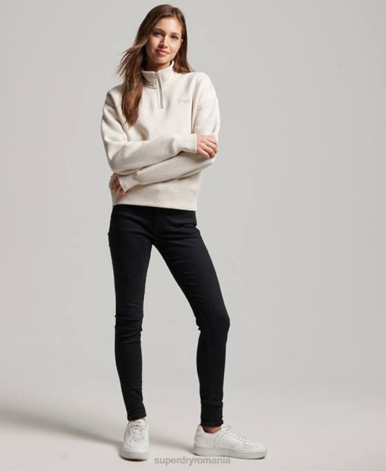 Superdry top henley cu logo vintage brodat îmbrăcăminte cremă femei JX0Z3465