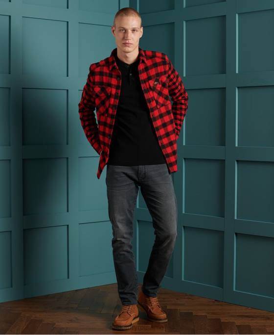 Superdry top henley cu micro textura îmbrăcăminte negru bărbați JX0Z1588