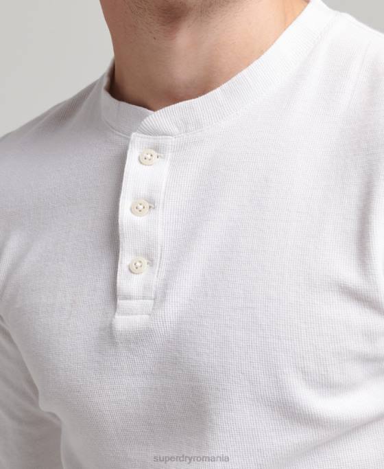 Superdry top henley cu mânecă lungă din bumbac organic îmbrăcăminte alb bărbați JX0Z1463