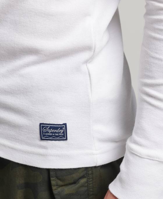 Superdry top henley cu mânecă lungă din bumbac organic îmbrăcăminte alb bărbați JX0Z1463