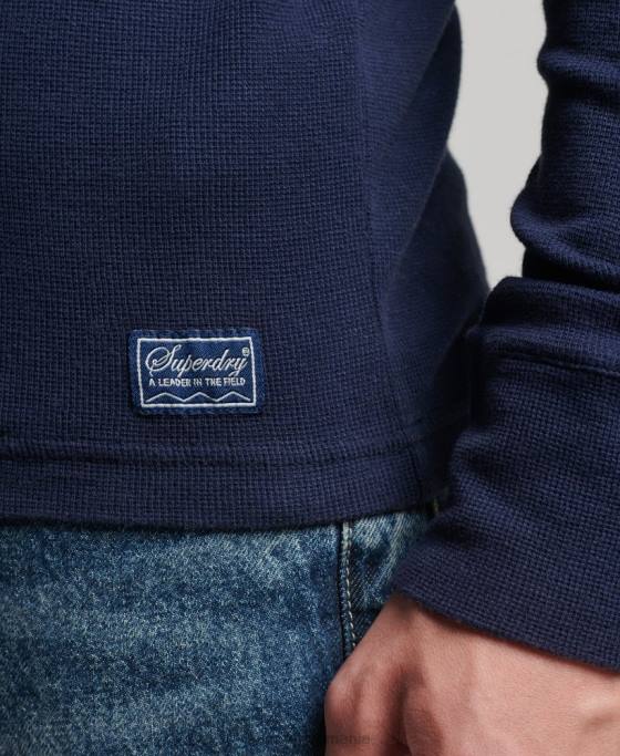 Superdry top henley cu mânecă lungă din bumbac organic îmbrăcăminte marina bărbați JX0Z1465