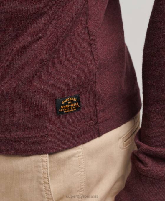 Superdry top henley cu mânecă lungă din bumbac organic îmbrăcăminte roșu bărbați JX0Z6362