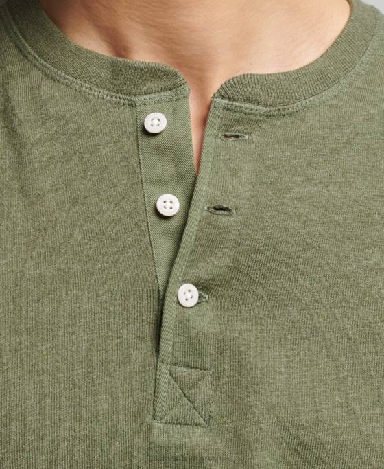 Superdry top henley cu mânecă lungă din bumbac organic îmbrăcăminte verde bărbați JX0Z6428