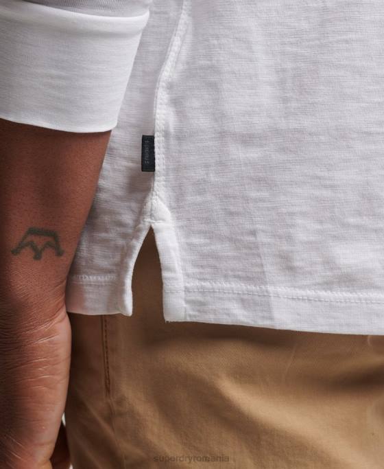 Superdry top henley din jerseu cu maneci lungi îmbrăcăminte alb bărbați JX0Z1498