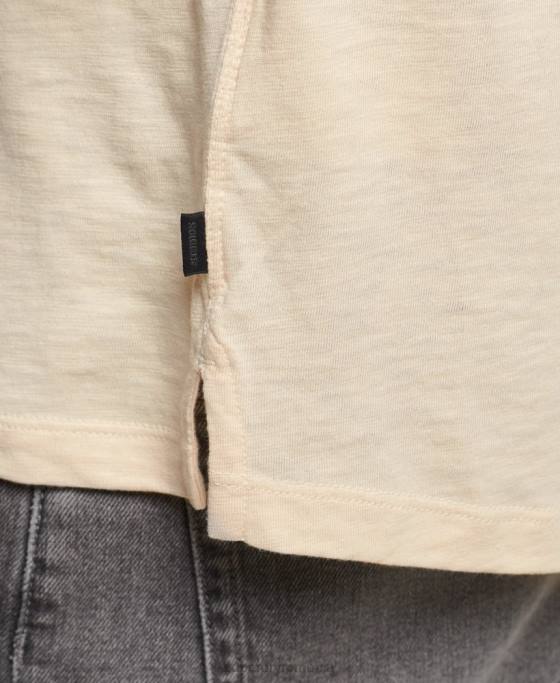 Superdry top henley din jerseu cu maneci lungi îmbrăcăminte cremă bărbați JX0Z6365