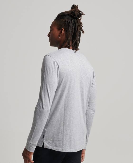 Superdry top henley din jerseu cu maneci lungi îmbrăcăminte gri inchis bărbați JX0Z1510