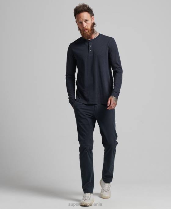 Superdry top henley din jerseu cu maneci lungi îmbrăcăminte marina bărbați JX0Z1513
