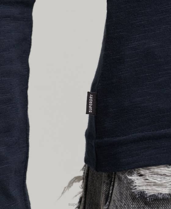 Superdry top henley din jerseu slub cu mânecă lungă îmbrăcăminte marina femei JX0Z2869