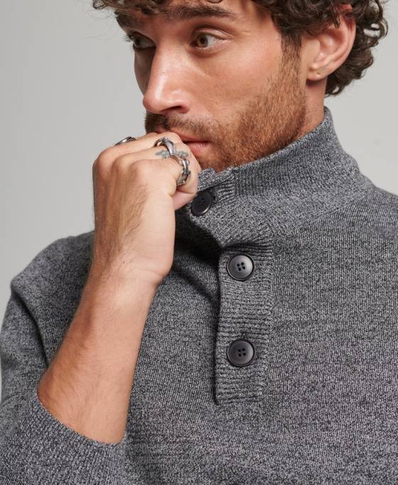 Superdry top henley esențial din bumbac organic îmbrăcăminte gri bărbați JX0Z1512