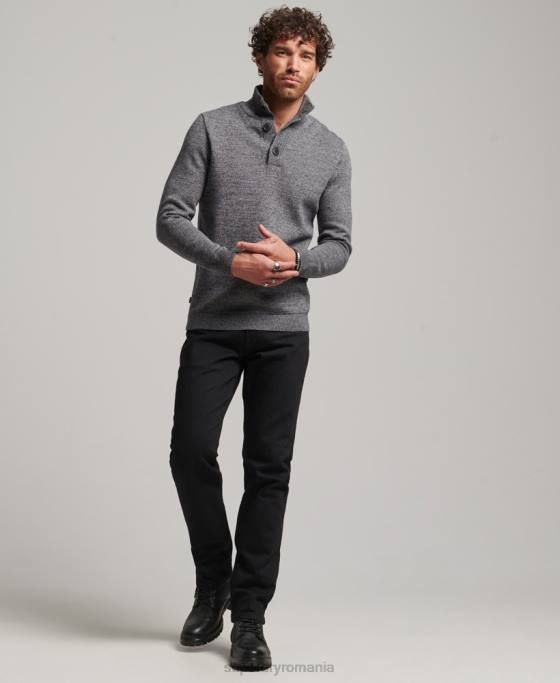 Superdry top henley esențial din bumbac organic îmbrăcăminte gri bărbați JX0Z1512