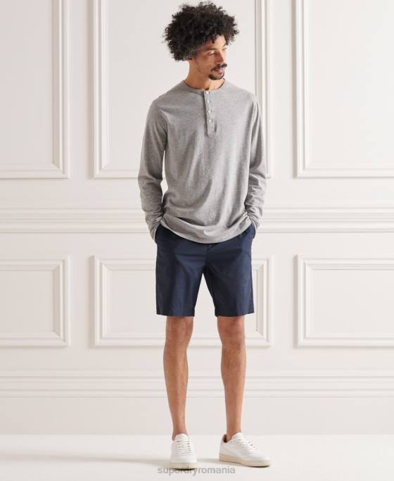 Superdry top henley esențial ușor din bumbac organic îmbrăcăminte gri deschis bărbați JX0Z6424