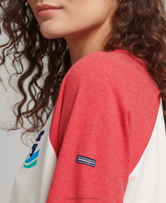 Superdry top nostalgie cooper îmbrăcăminte roșu femei JX0Z3071